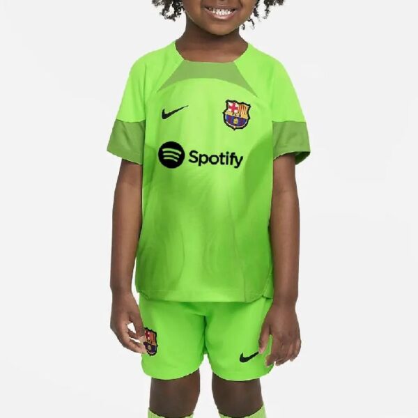 Barcelona 202223 Goalkeeper Kids Jersey And Shorts Kit 42710