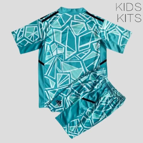 Bayern Munich 202223 Goalkeeper Kids Jersey And Shorts Kit Lake Blue