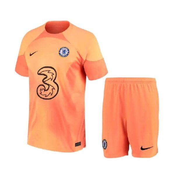 Chelsea 202223 Goalkeeper Kids Jersey And Shorts Kit 47114