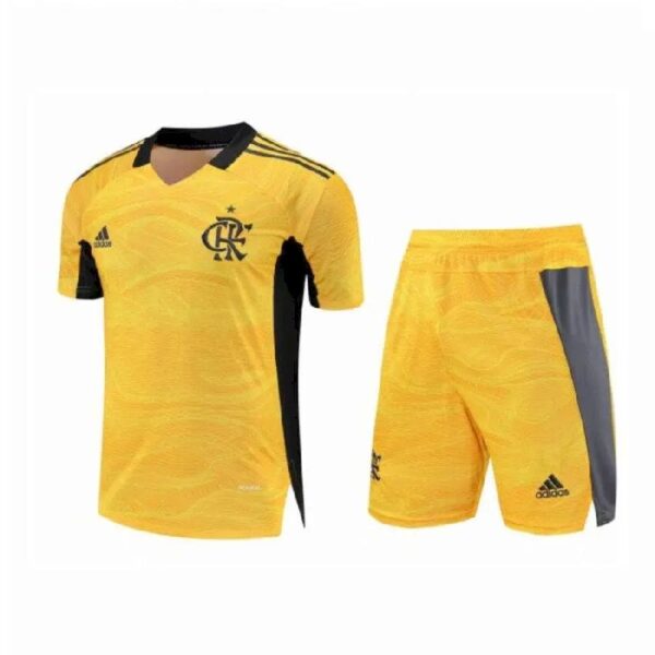 Flamengo 2021 Goalkeeper Kids Jersey And Shorts Kit Yellow 45321