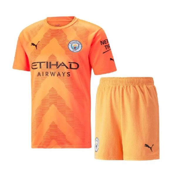 Manchester City 202223 Goalkeeper Kids Jersey And Shorts Kit 44072