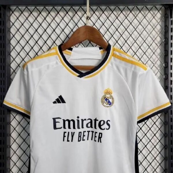 Real Madrid 202324 Home Kids Jersey And Shorts Kit 57346 1