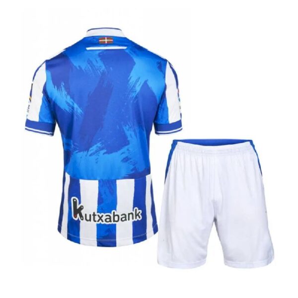 Real Sociedad 202223 Home Kids Jersey And Shorts Kit 50533 1